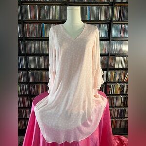 Calvin Klein Pink Polka Dot Dress with Ruffle Sleeves Size 4